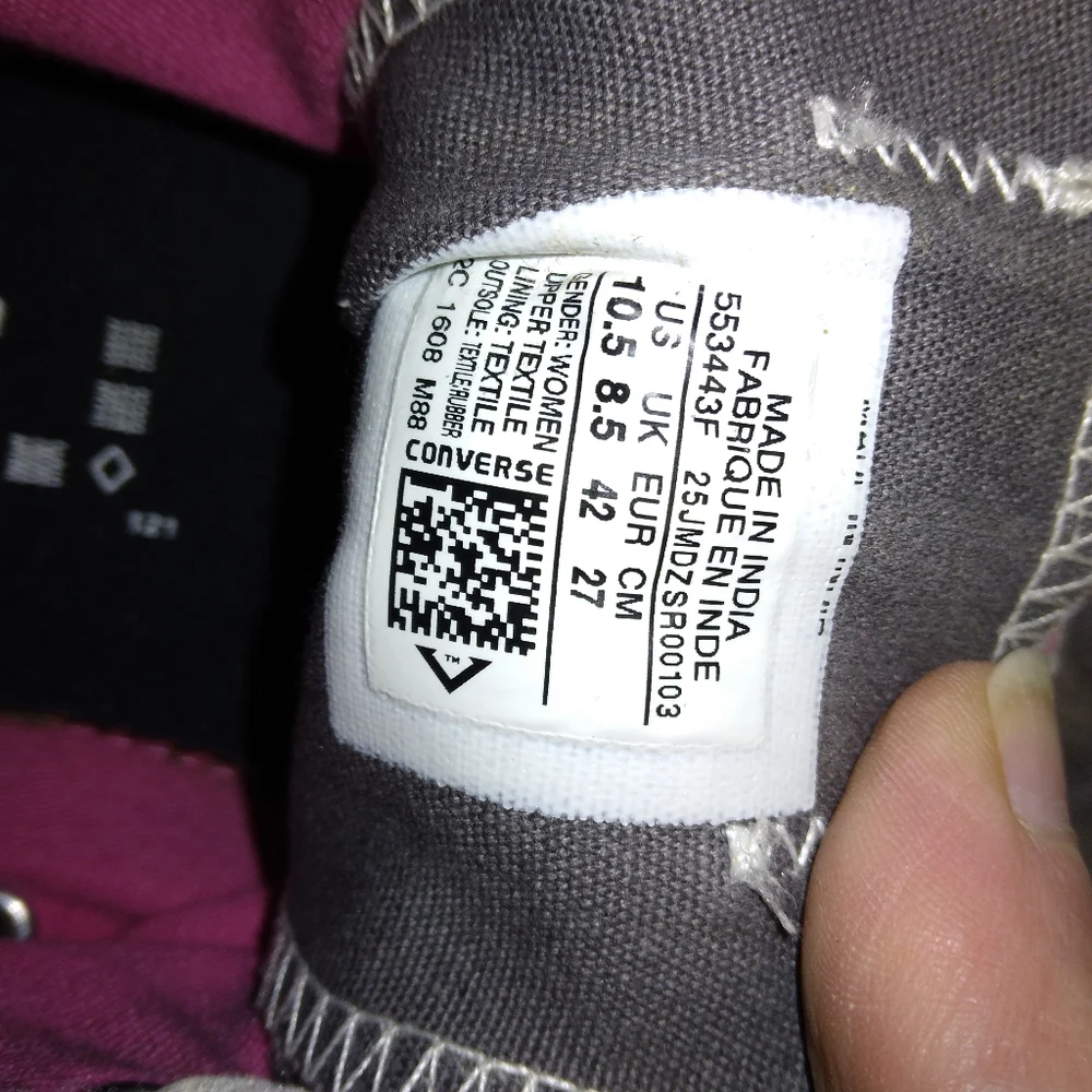 SHOES Converse low, double tongue,  pink & gray, size 10.5 - Picture 6 of 11